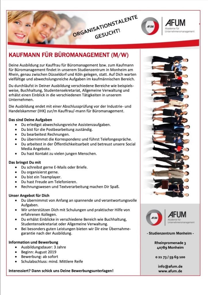 Kaufmann für Büromanagement - AFUM Akademie für Unternehmensmanagement