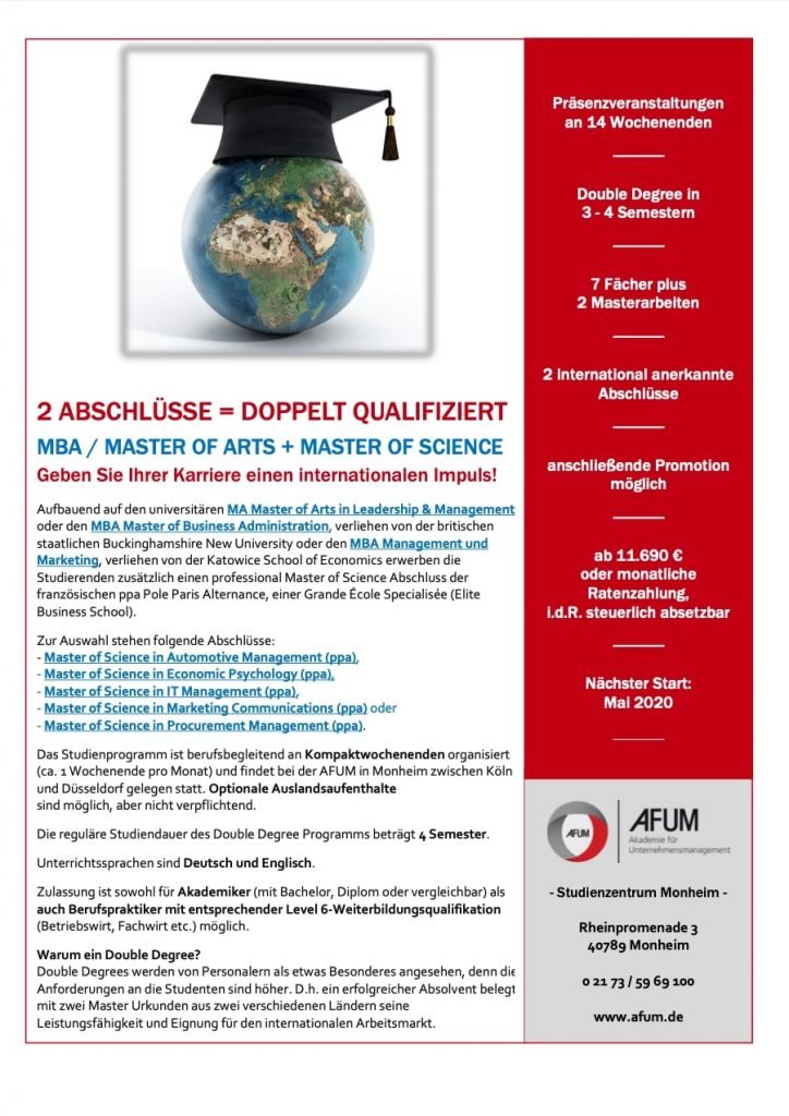 Doppelabschluss - AFUM Akademie für Unternehmensmanagement